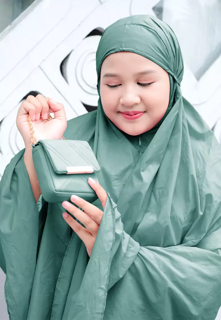 Zelena - Zalwa Prayer Set | Mukena Travel Size | Mukena Resleting 2in1 - SMP