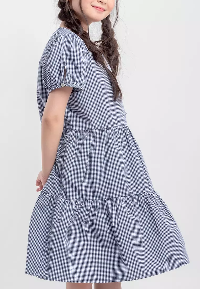 Treehouse Kids Arlette Overlap Dress In Gingham