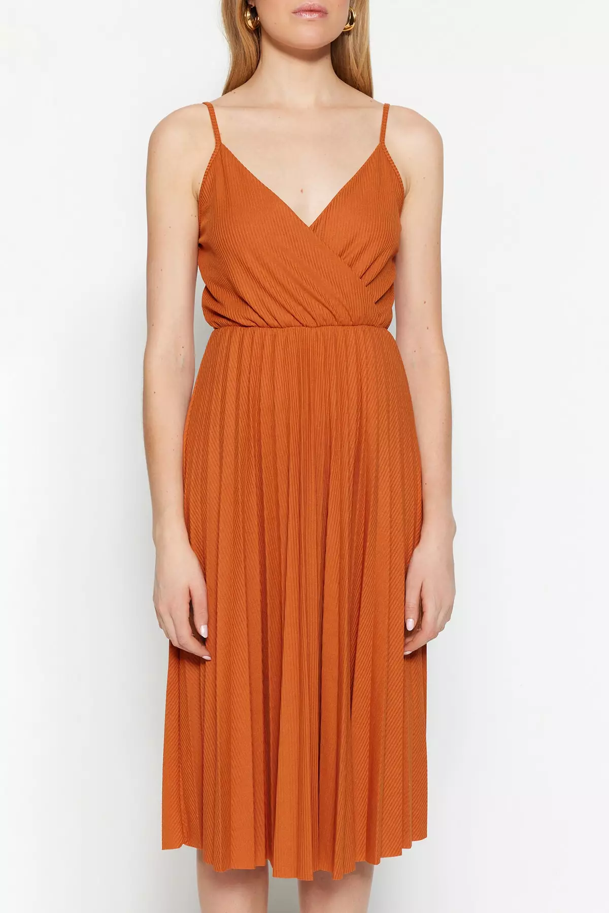 Waist Opening/Skater Midi Knit Dress