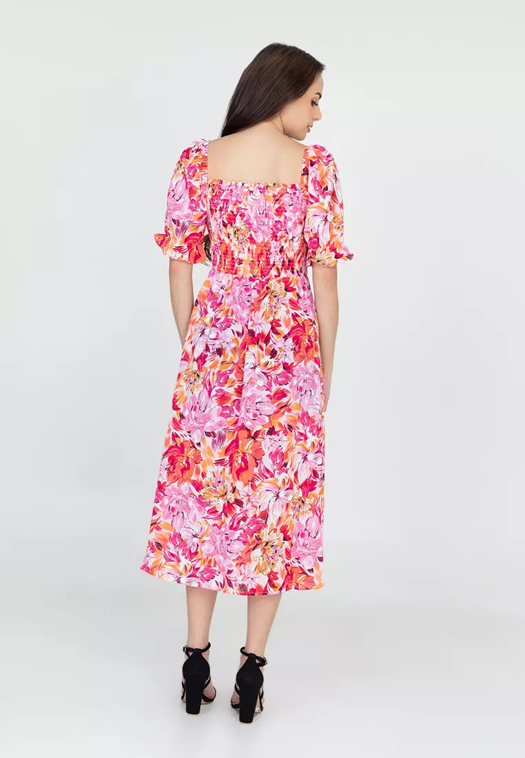 Calla Smocking Dress With Slit