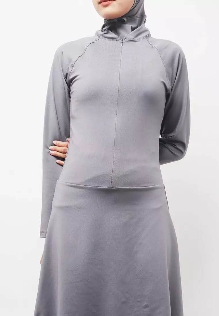 LSB04 set baju renang set hijab muslim hijab - atasan - legging tdactive abu polos