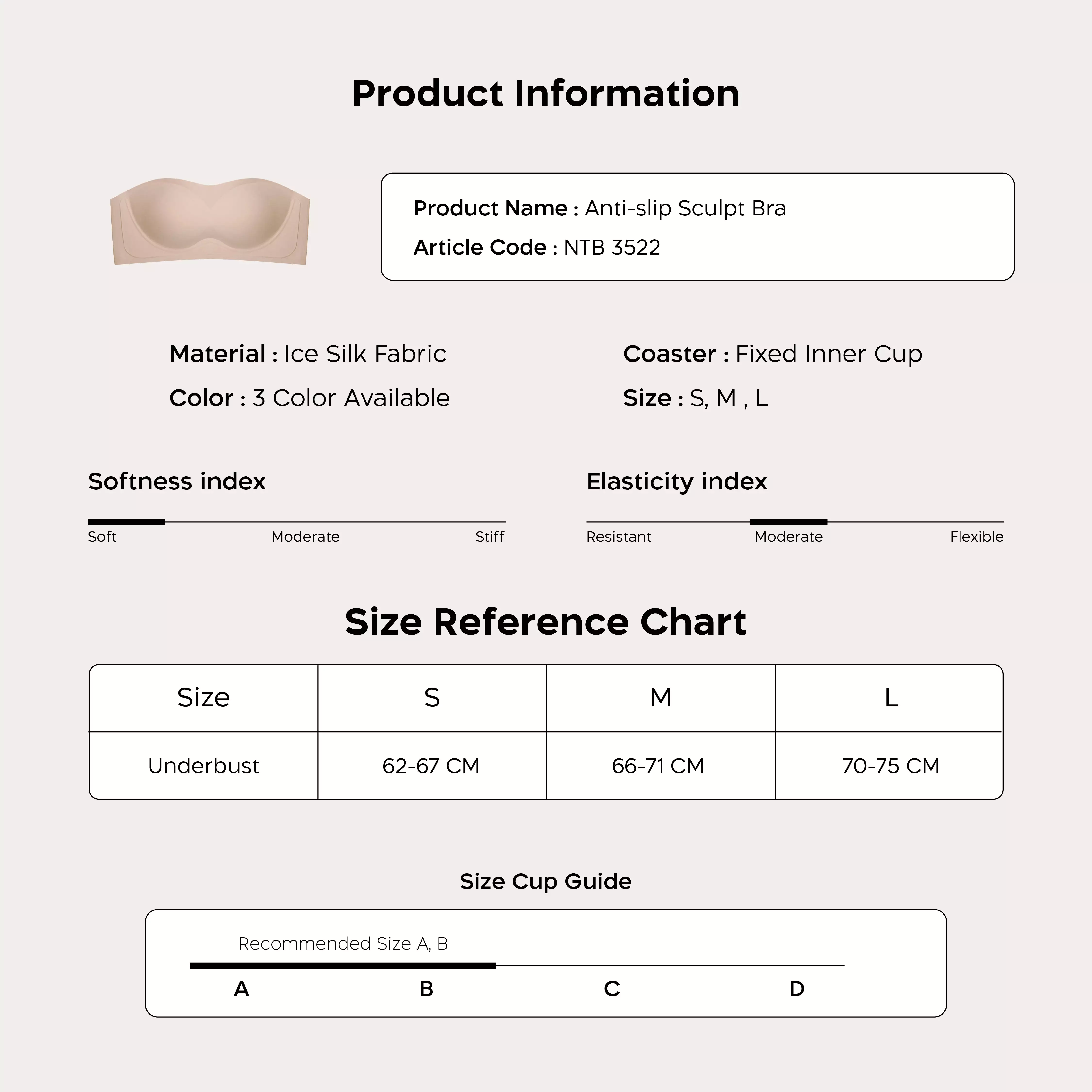 Nathalie Strapless Bra NTB 3522 - Beige