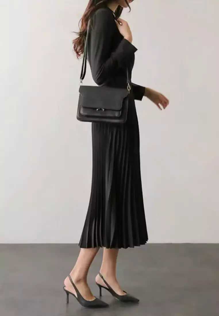 New Autumn Style Elegant Tie-Waist Long-Sleeved Dress CA25091543BK