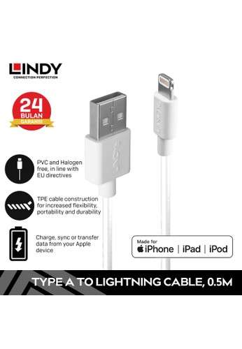 Jual Lindy LINDY Kabel MFi Certified USB to iPhone Lightning Data Cable 0.5M Original 2022 | ZALORA Indonesia ®