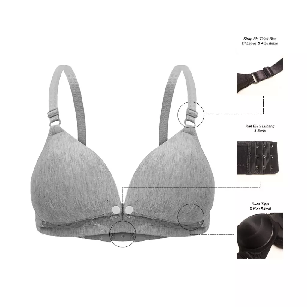 WIMIU PAKET 3PCS MENYUSUI BH MENYUSUI MATERNITY BRA TANPA KAWAT B1374