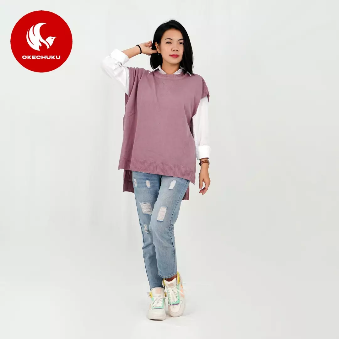 OKECHUKU Andien Knit Vest Korean Style Rompi Rajut Wanita Polos Vest Tali Outer Hijab
