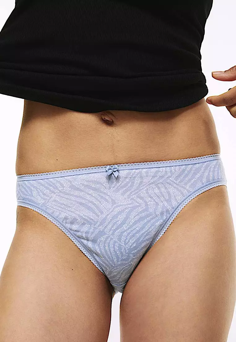 5pk Cotton Lycra High Leg Knickers