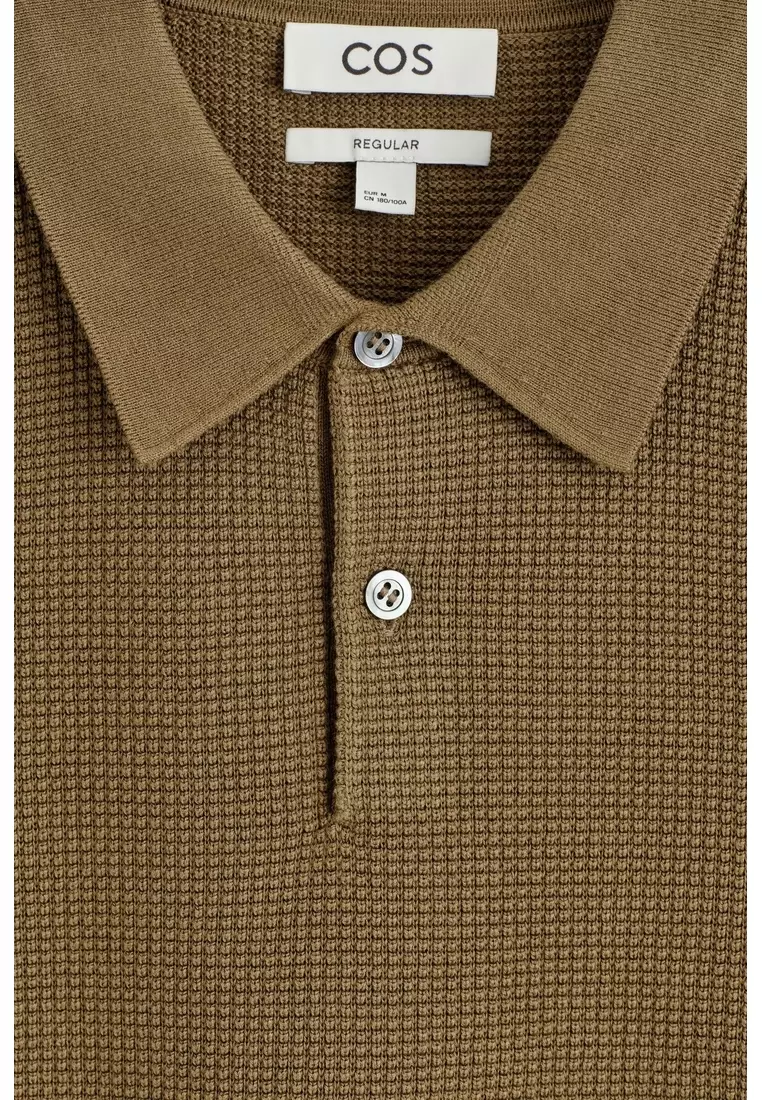 WAFFLE-KNIT COTTON POLO SHIRT