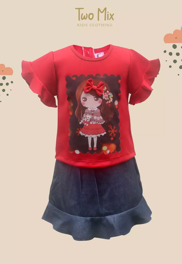 Two Mix Setelan Anak Perempuan Digital Printing Nonik Cantik 1-8 Tahun 4246