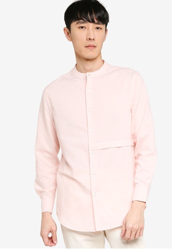 ZALORA BASICS pink Front Panel Long Sleeve Shirt A4B37AA40964F8GS_1