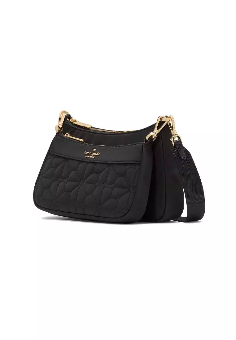 Duet Spade Flower Quilted Nylon Crossbody Bag Black KK901