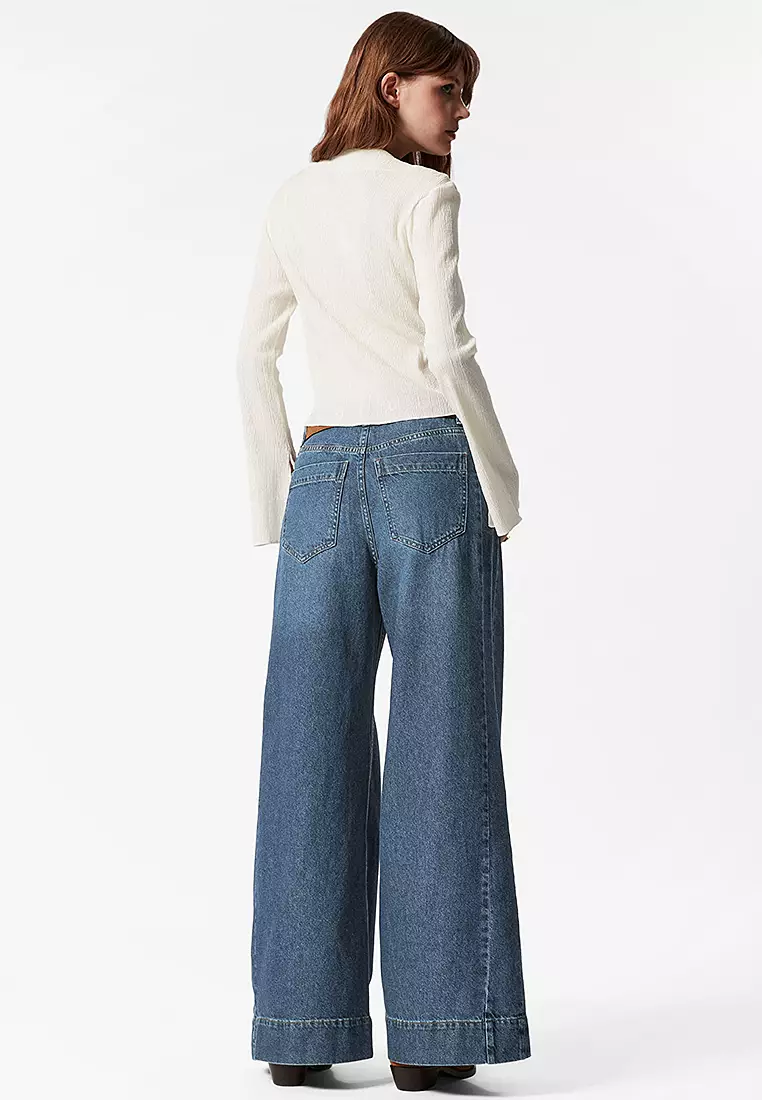 Boat-Neck Flared-Sleeve Top