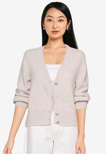 JACQUELINE DE YONG grey Alessi Life Button Knit Cardigan 1617AAA1124F74GS_1