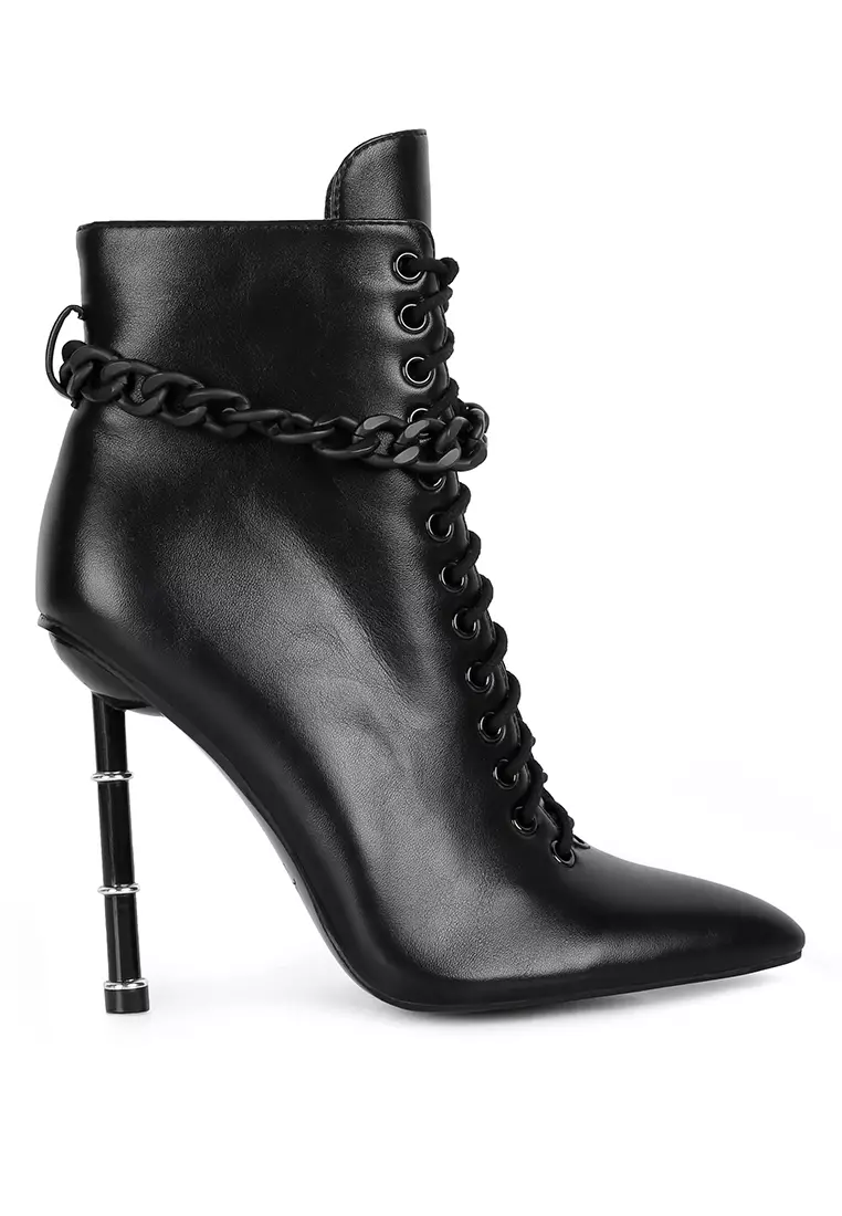 Discount on London Rag  shoes - SKU: Black Ringed Stiletto Camouflage Ankle Boot