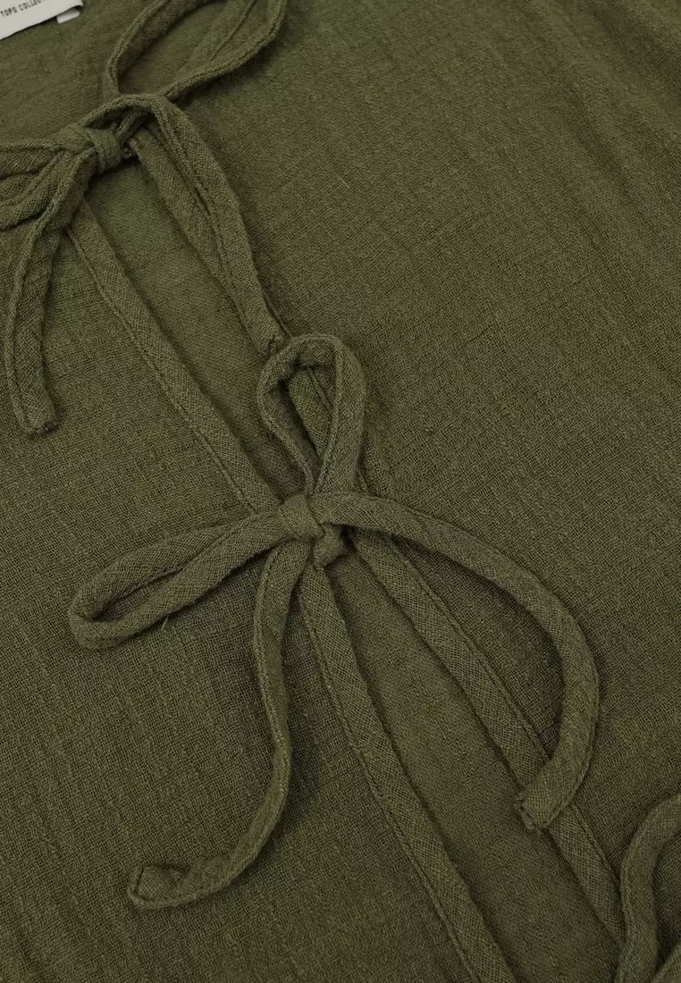 Greenlight Women's Shirt Long Sleeve Loose Fit Tie Knot Blouse Kumiko HP-C060225