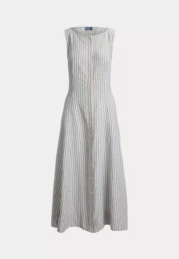 Striped Paneled Linen Dress