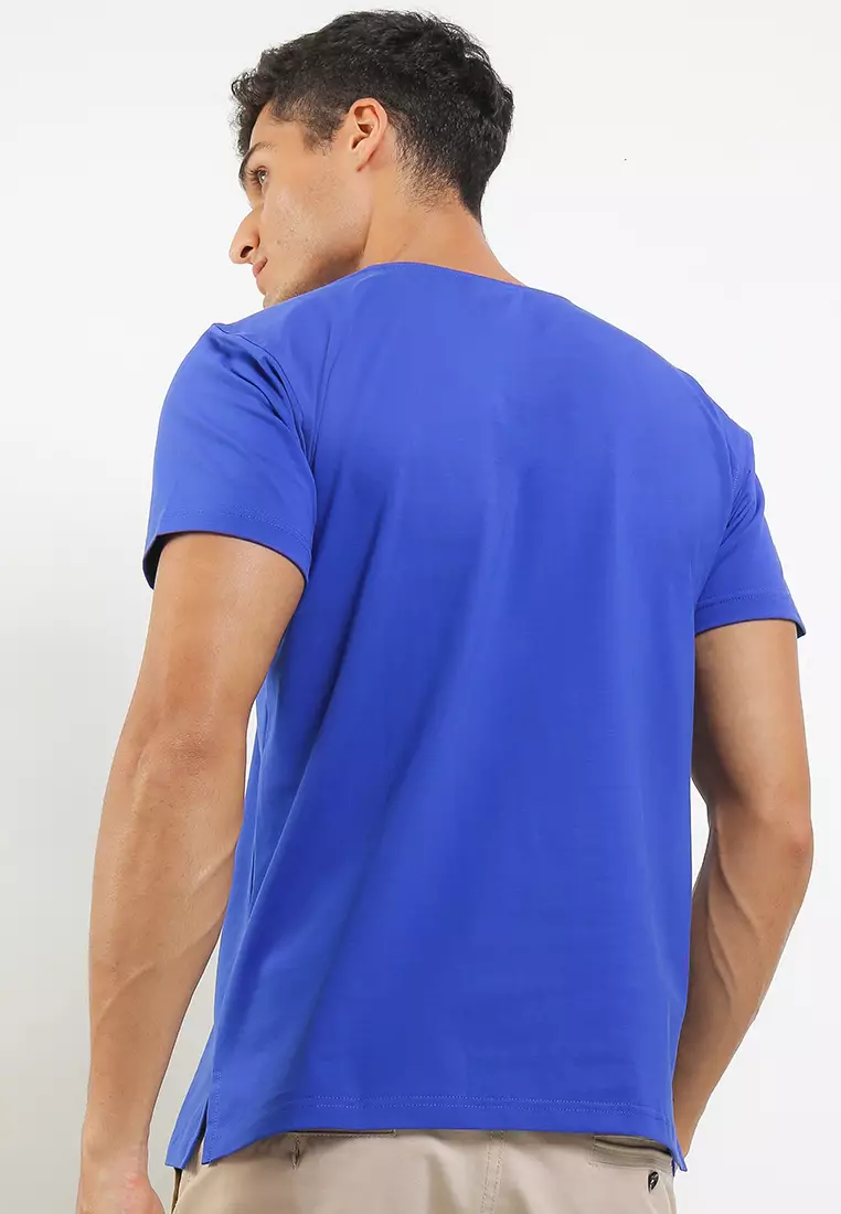 Crocodile CRTE 0158 Blue - Men T-shirt Pria Original Slim fit - Katun