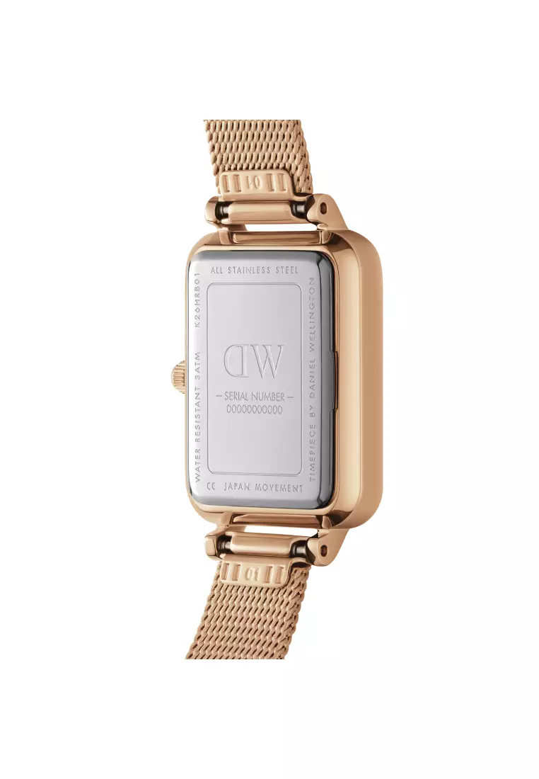 Quadro Roman numerals 20x26mm Melrose Rose Gold White Dial - Fashion Watch for women - Stainless Steel Strap Watch - Female Watch - DW Official - Authentic