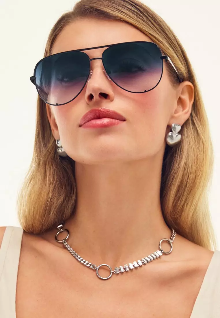 QUAY High Key Extra Large Sunglasses - Black/Teal Glow
