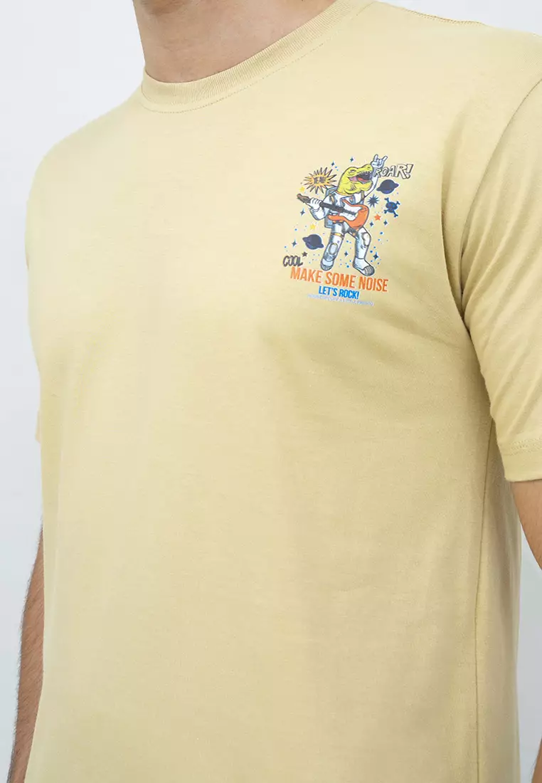 kaos pria lengan pendek Cream Noise Space houseofcuff X little fresco