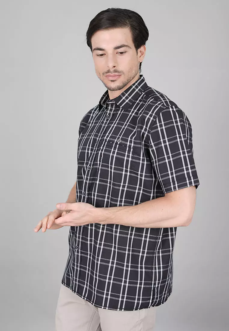 LGS - Regular Fit - Kemeja Casual Pria - Lengan Pendek - Motif Kotak-kotak - CSH.270.S730