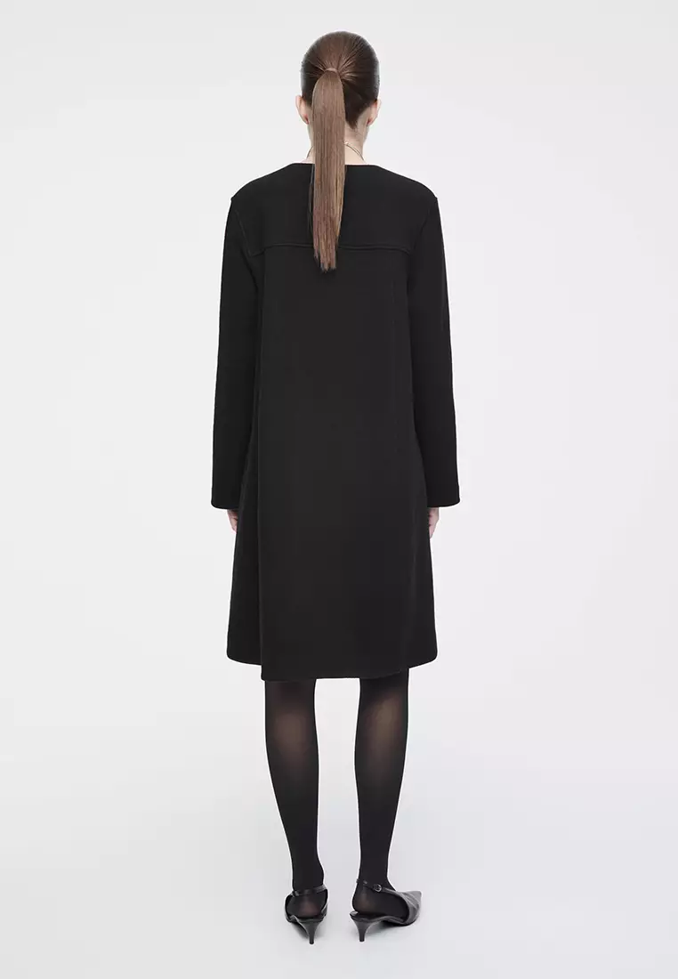 A-Line Boiled-Wool Mini Dress