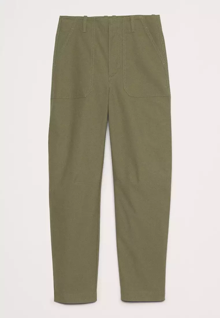 High-Rise Slim Barrel Utility Cropped Chino