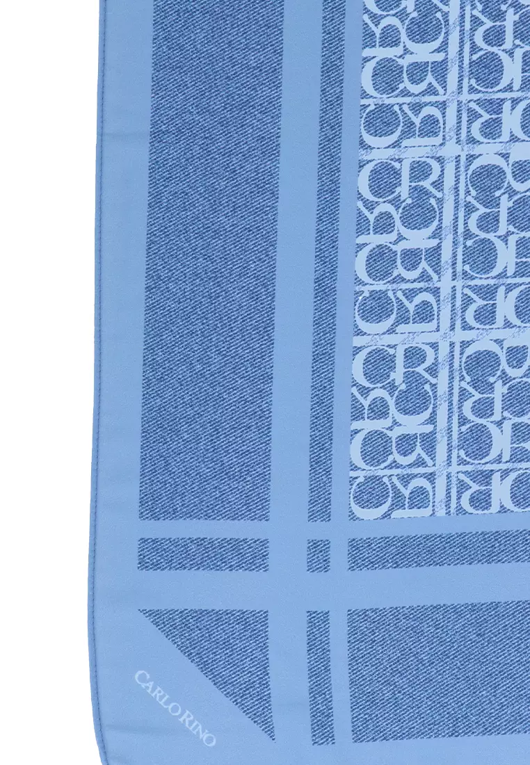 Dark Blue CR Monogram Chiffon Scarf