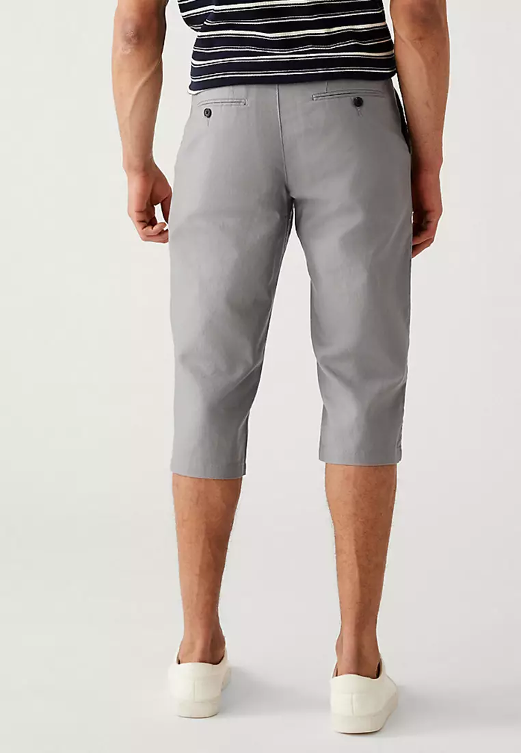 Linen Blend 3/4 Leg Shorts