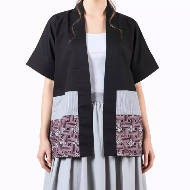 Blazer Outer Batik Wanita - Bhatara Batik Moderna - Atasan Batik Modern Lengan Pendek