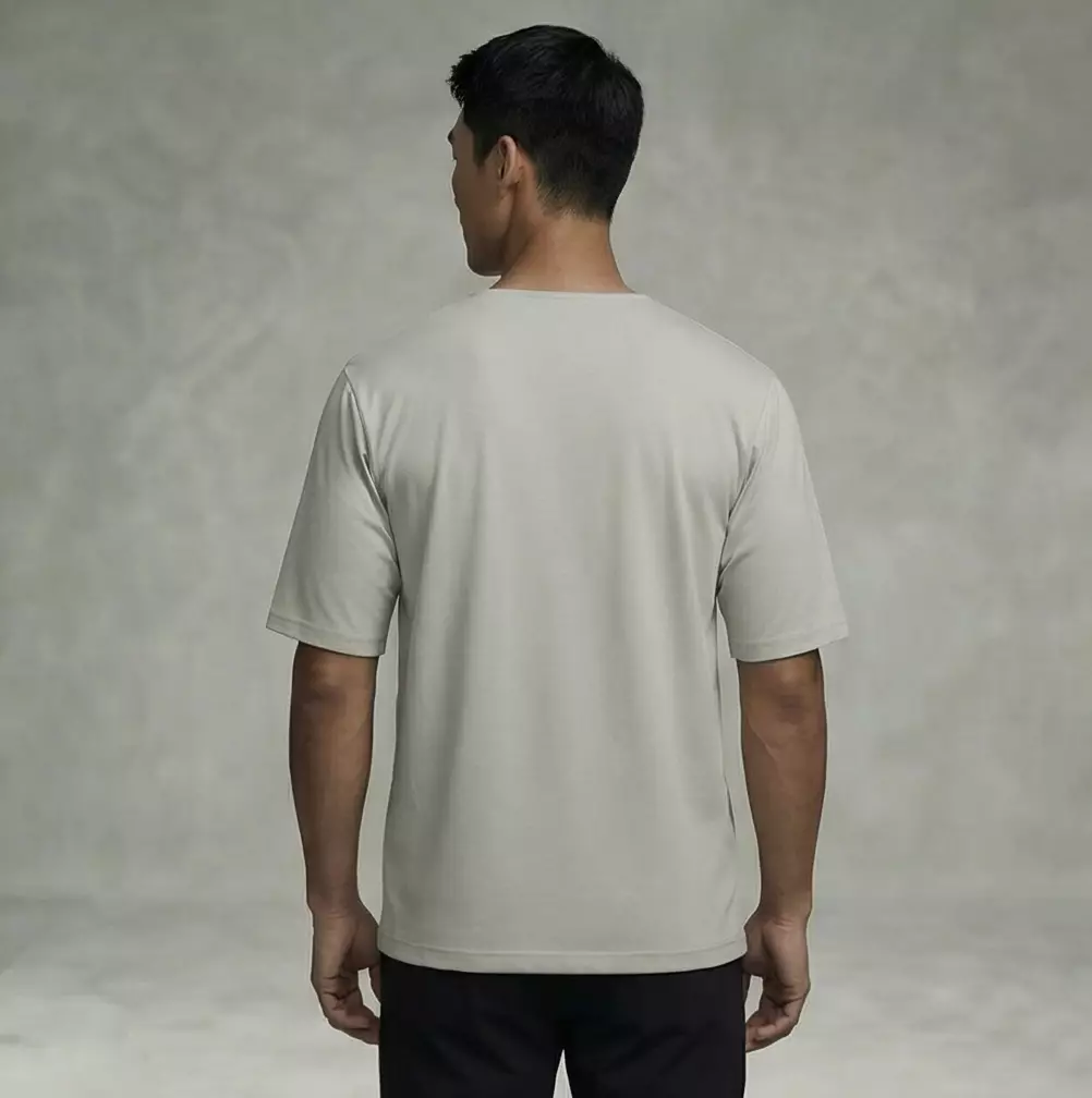 THIRDDAY Baju Koko Oversize Pria "ornament print" Cotton Hybrid 240gsm abu muda MTZ23