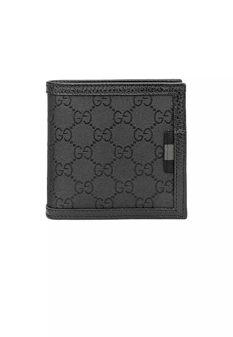 Gucci Men's Signature Bifold Wallet With Coin Compartment Black 150413