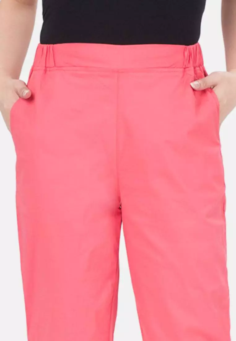 Stretch Linen Ankle Pants in Peach
