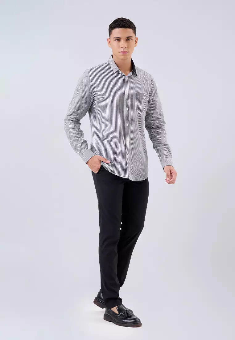 MANZONE - Kemeja Lengan Panjang Pria Pokka Slim Fit - White SIZE S