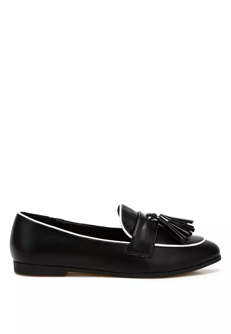 Discount on Rag & Co.  shoes - SKU: Dual Tone Tassel Loafers In Black
