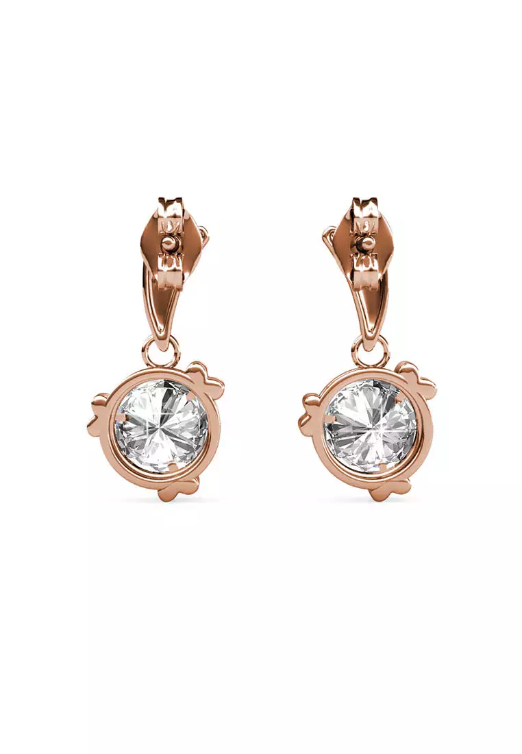 Tri Love Ring Earring Rose Gold - Anting Crystal by Her Jewellery