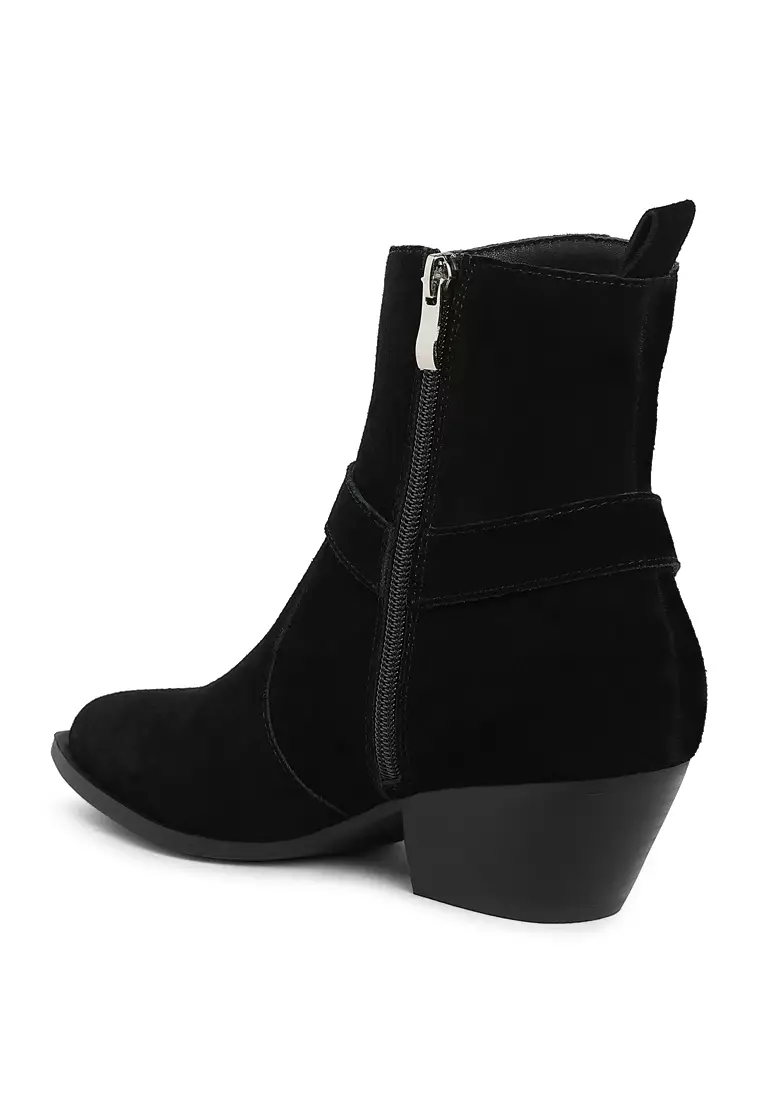 Harness Detail Ankle Boots in Black
