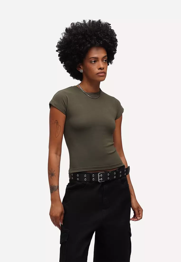 Capped Sleeve Slim T-Shirt