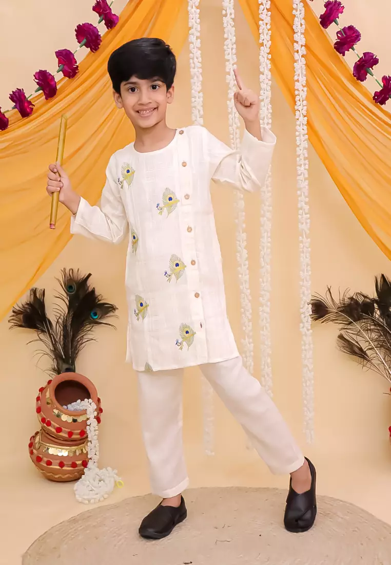 The Mom Store Mor Edit 男童刺绣长裙套装 - 米白色