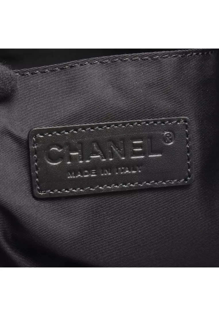Pre-Loved Chanel new travel line Business bag Briefcase Nylon leather Dark brown black silver hardware