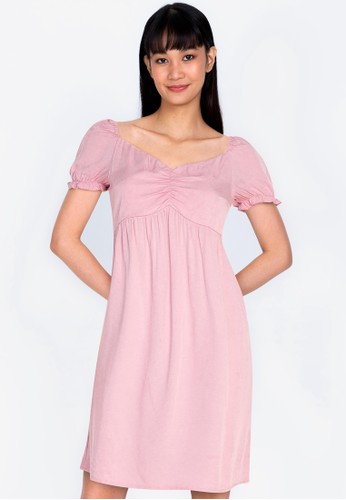 ZALORA BASICS pink Puff Sleeve Dress DF66EAA02005B4GS_1