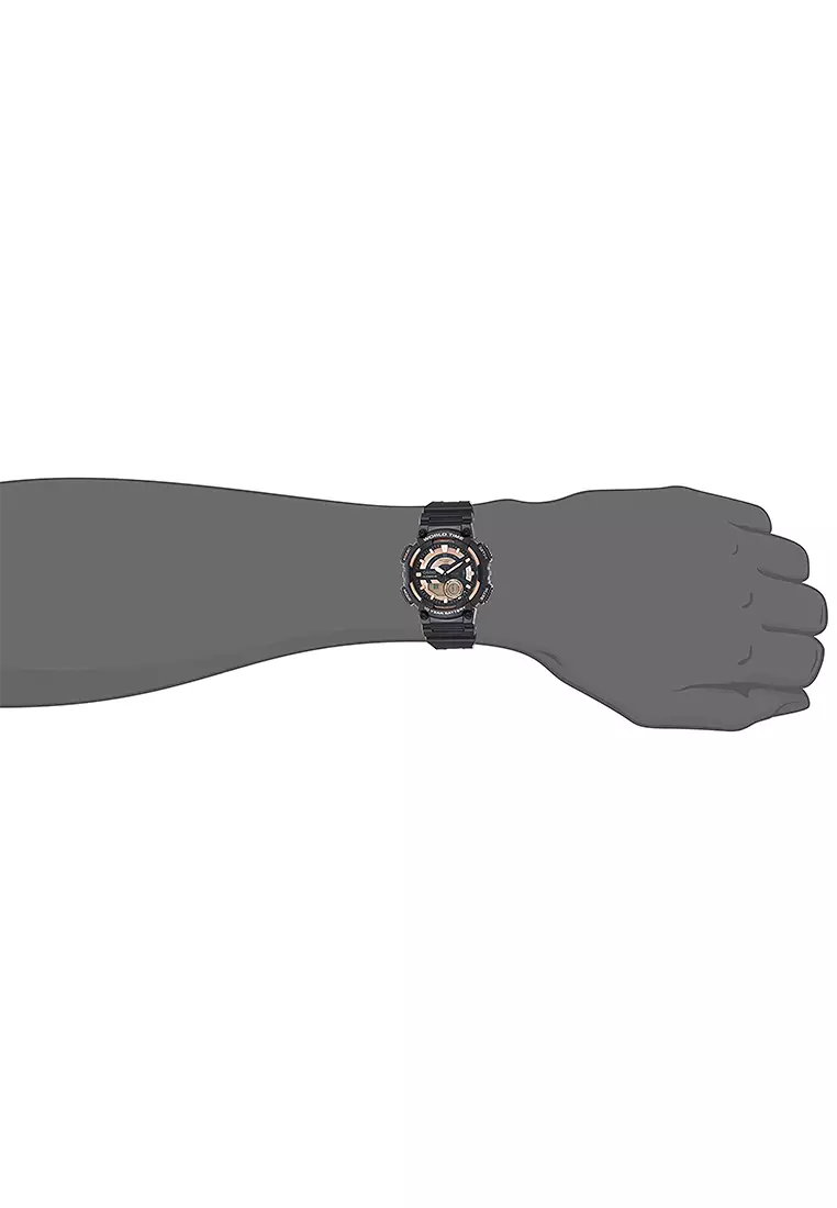 Casio World Time - Jam Tangan Pria - Black - Resin Strap - AEQ-1100W-1A3VDF