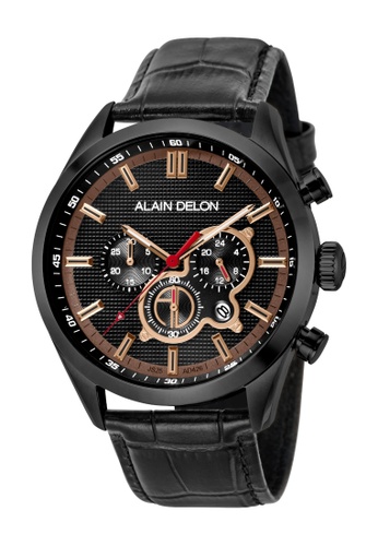 Buy Alain Delon Alain Delon Men Ad426 1732c Black Leather Watch Online Zalora Malaysia