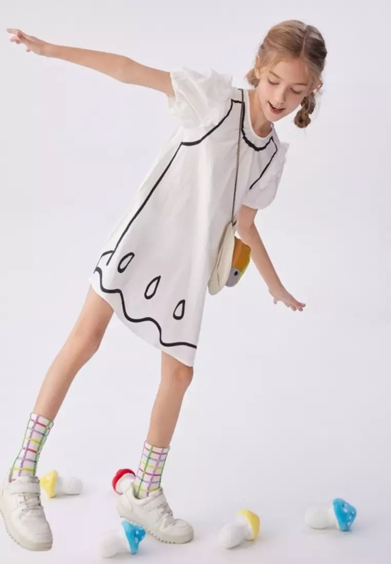 马拉丁女短袖连衣裙浅蓝色夏季裙