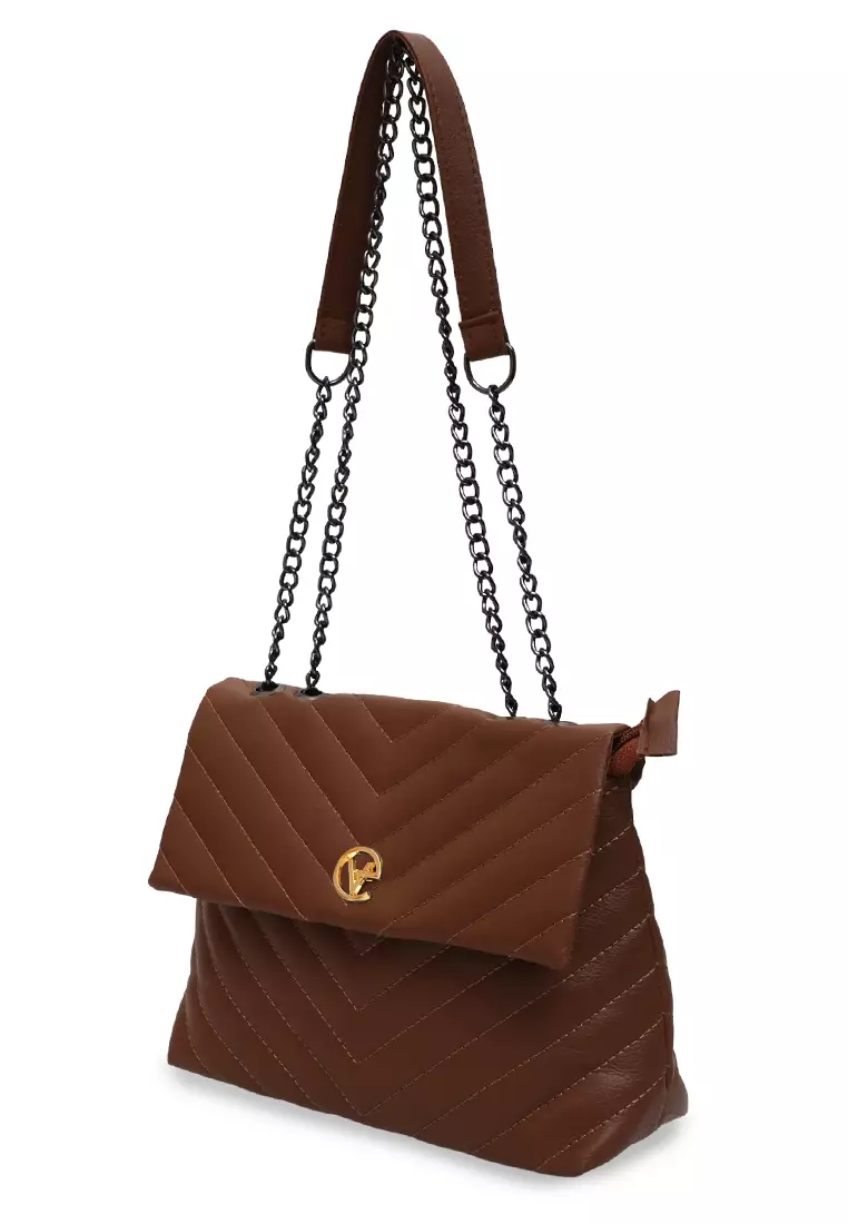 Alfiyah Tas Selempang Wanita Design Elegant Motif Simetris - Coffe