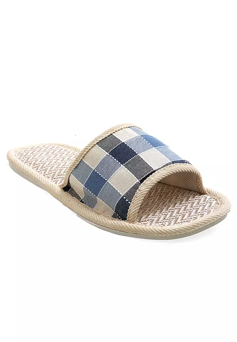 Mians Slippers Sandal Selop Unisex Indoor Colorful Design Material Linen ORIGINAL - Blue