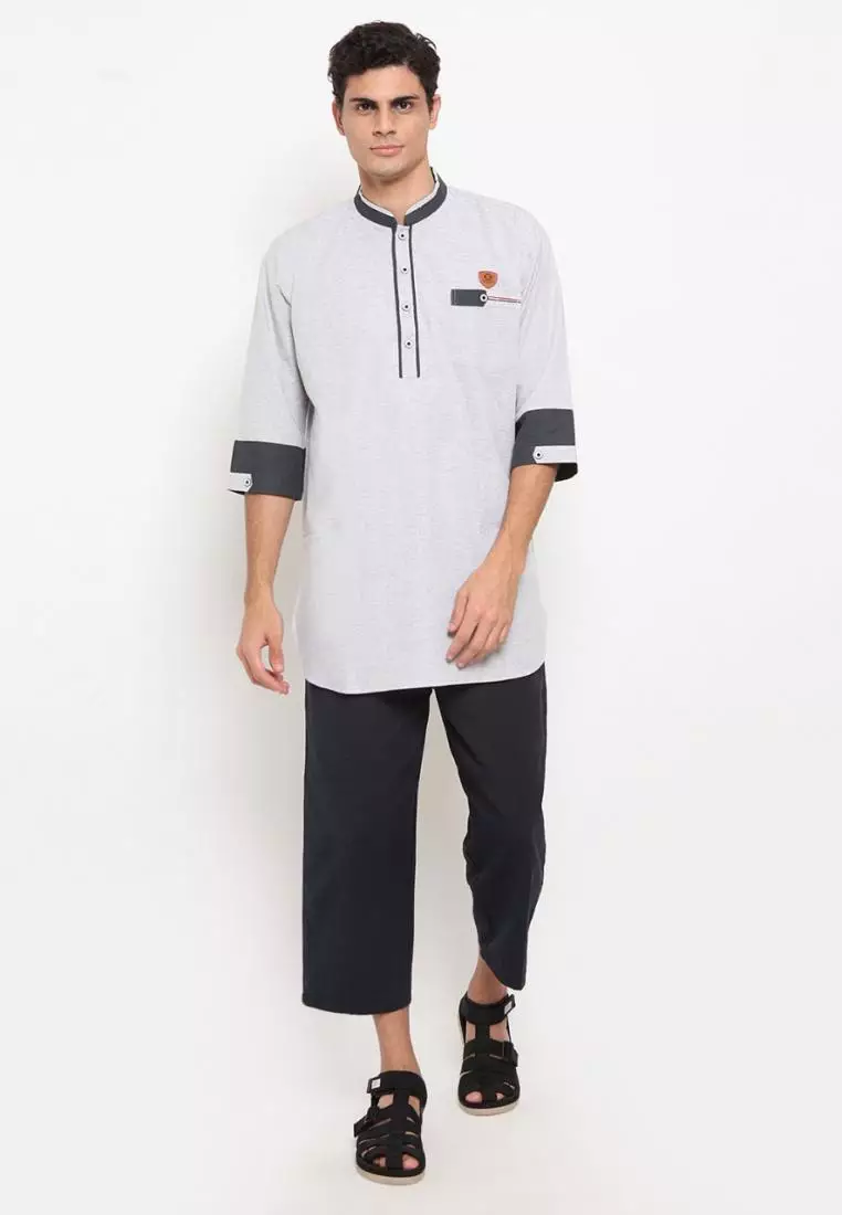 Zayidan Baju Koko Gamis Muslim Pria Nazran - Silver