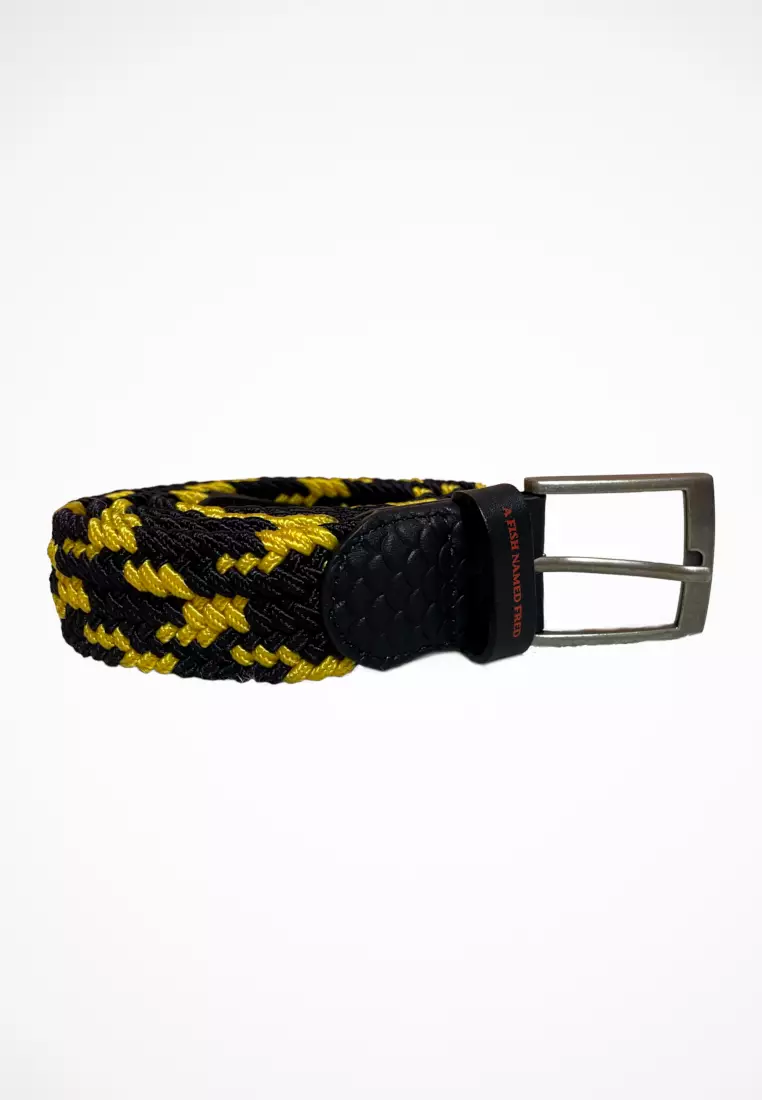 Braided Belt- Cross Yellow/ Navy
