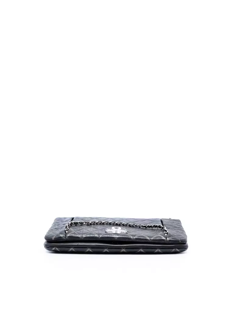 Pre-Loved Chanel Quilted Metallic Distressed Lambskin Cc Crystal Flap