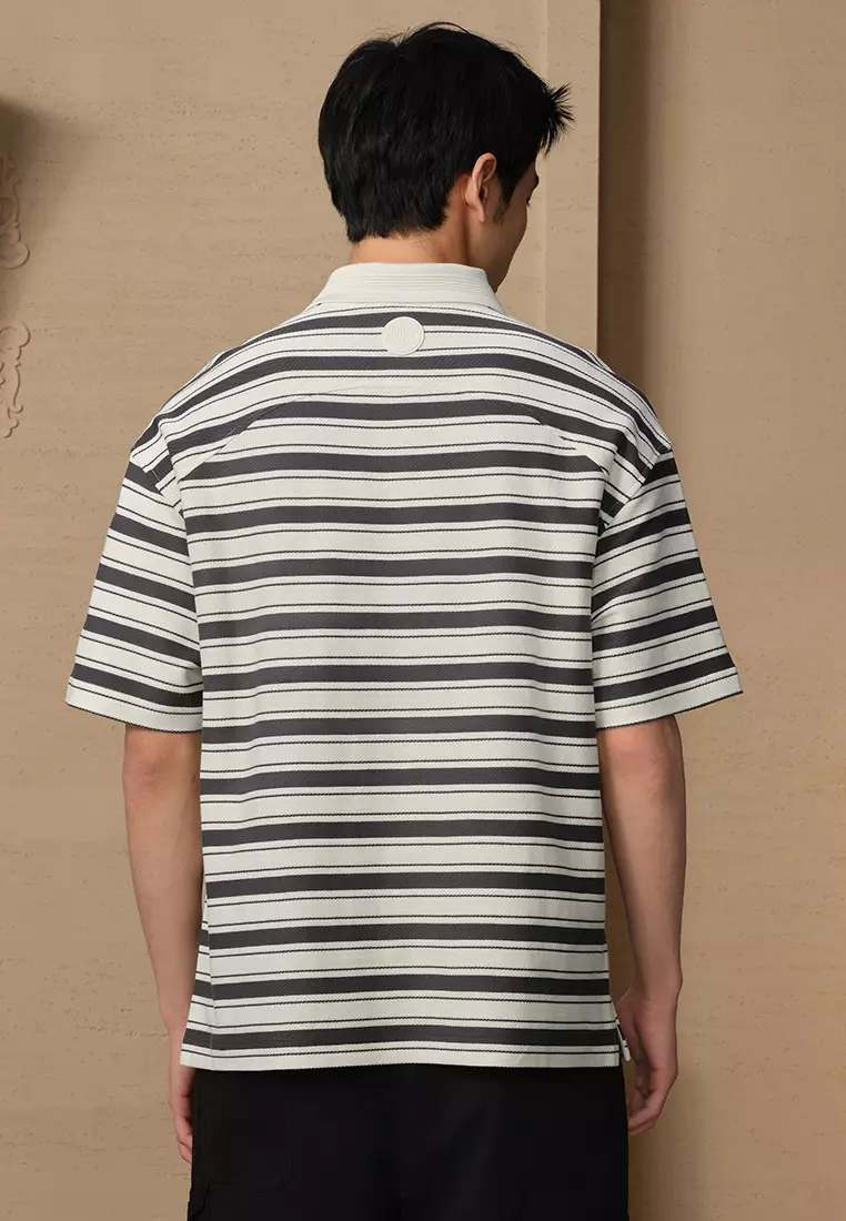 MEN'S PALLADIUM LOGO STRIPED COTTON POLO SHIRT
